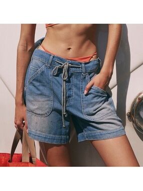 NWT Free People Second Chances Low-Slung Jean Shorts Blue Small
